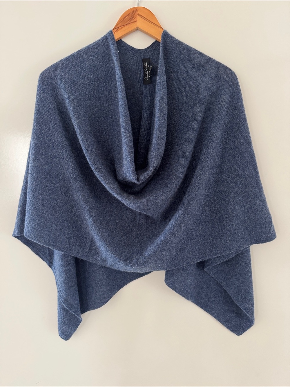 CLAUDIA NICHOLE Women's 100% Cashmere Shawl Poncho Sweater Topper Blue